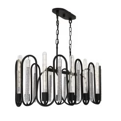 Darden 354N10MBCH 10-Light Kitchen Island Pendant - Matte Black/Painted Chrome