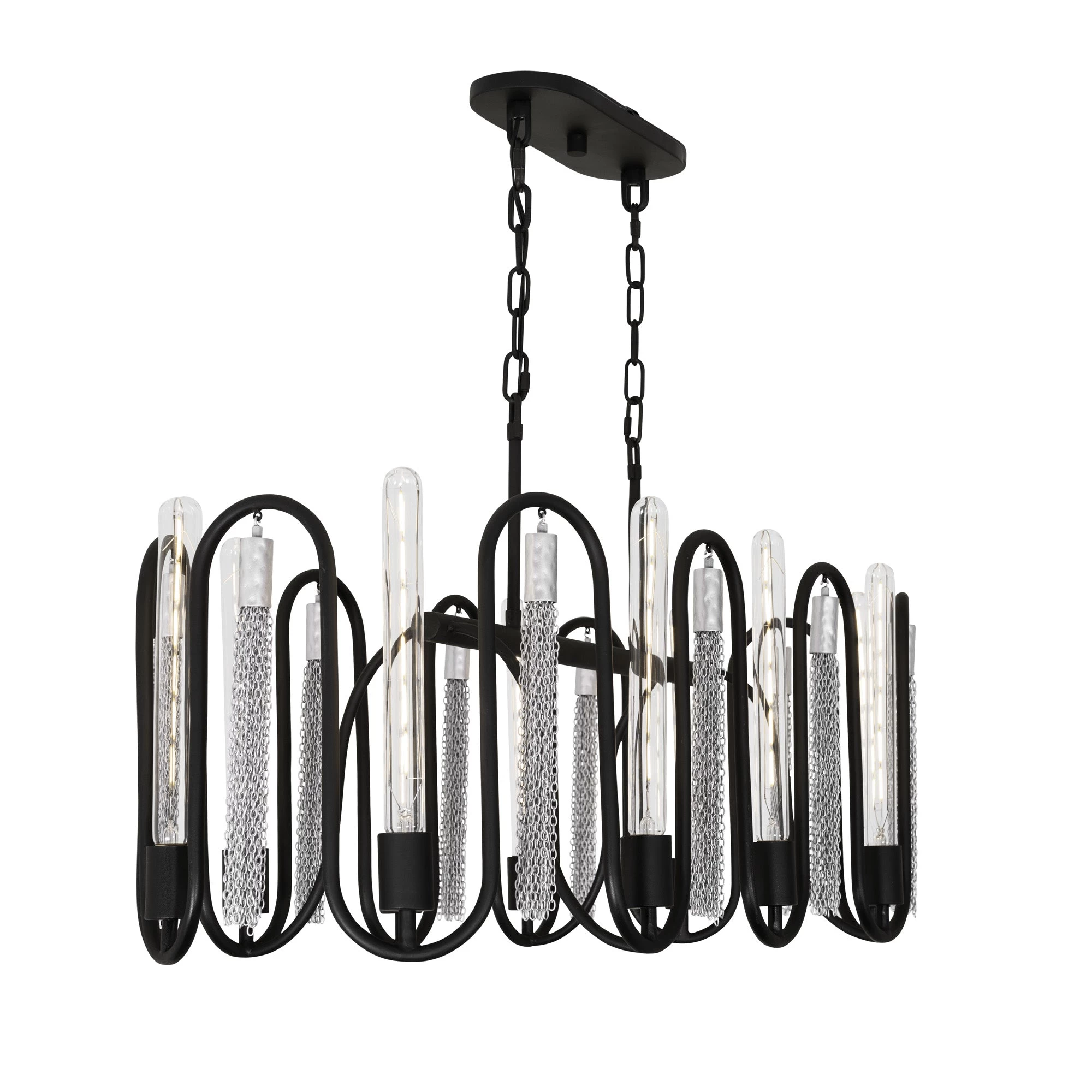 Darden 354N10MBCH 10-Light Kitchen Island Pendant - Matte Black/Painted Chrome 3 Darden 354N10MBCH 10-Light Kitchen Island Pendant - Matte Black/Painted Chrome