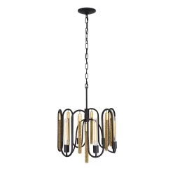 Darden 354P06MBAG 6-Light Pendant Light - Matte Black/Antique Gold -Hanging Lighting 354P06MBAG 4