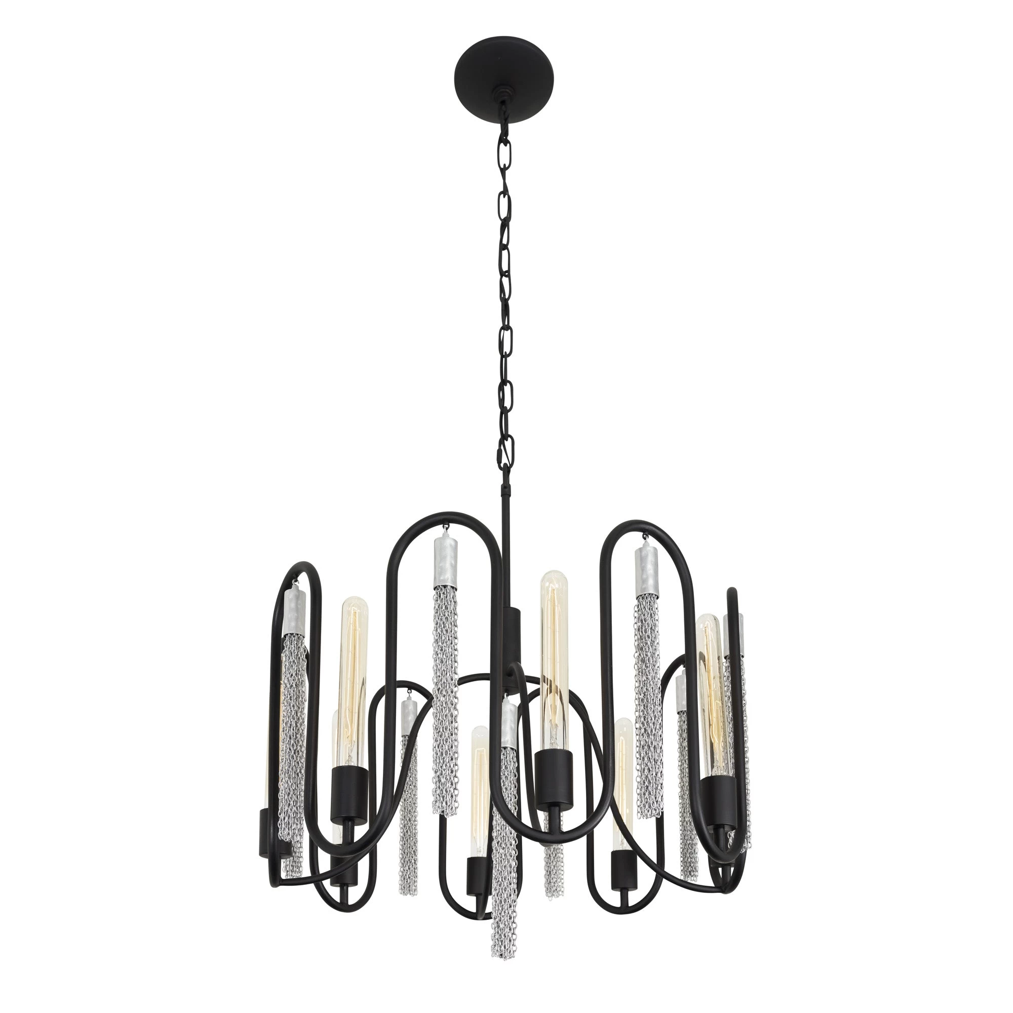 Darden 354P08MBCH 8-Light Pendant Light - Matte Black/Painted Chrome 6 Darden 354P08MBCH 8-Light Pendant Light - Matte Black/Painted Chrome - Image 4