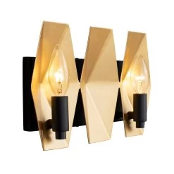 Malone 361B02MBFG 2-Light Vanity Light - Matte Black/French Gold 8 Malone 361B02MBFG 2-Light Vanity Light - Matte Black/French Gold -Hanging Lighting 361B02MBFG 1