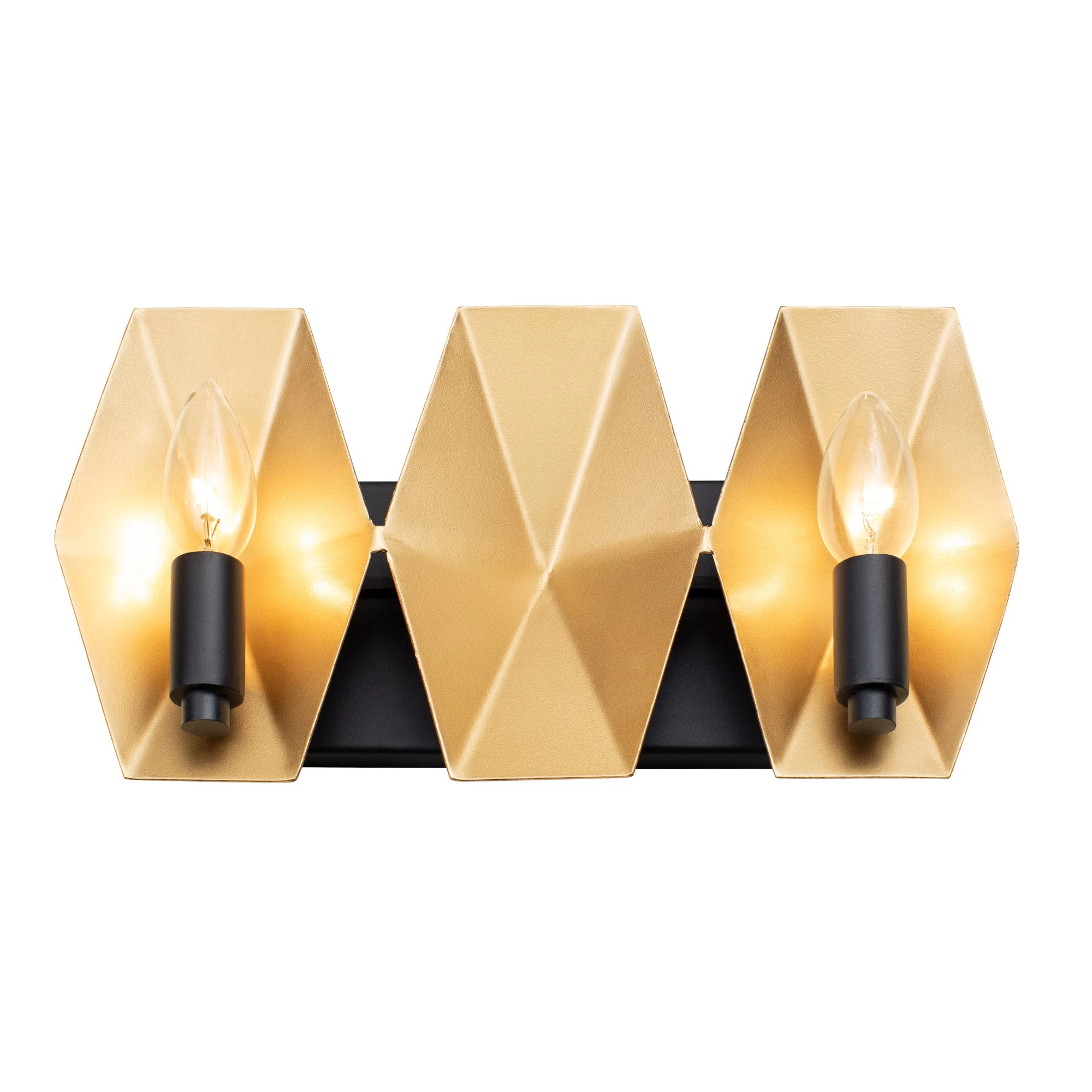 Malone 361B02MBFG 2-Light Vanity Light - Matte Black/French Gold 3 Malone 361B02MBFG 2-Light Vanity Light - Matte Black/French Gold