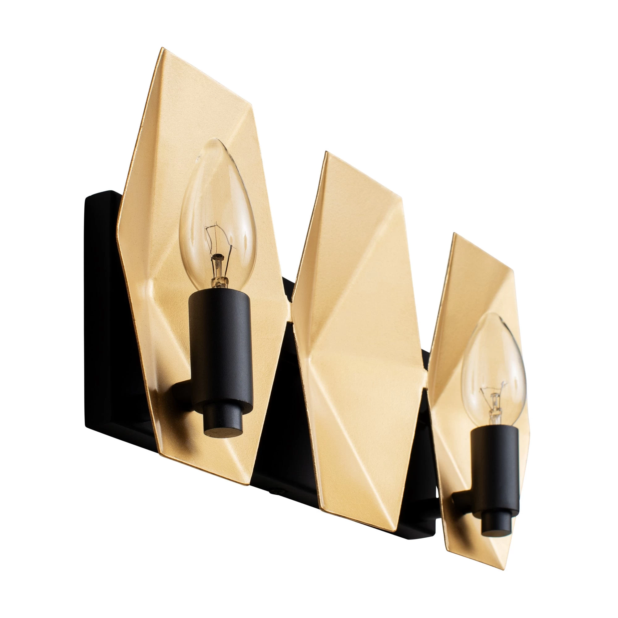 Malone 361B02MBFG 2-Light Vanity Light - Matte Black/French Gold 6 Malone 361B02MBFG 2-Light Vanity Light - Matte Black/French Gold - Image 4