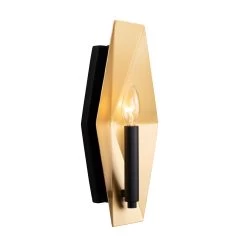 Malone 361W01MBFG 1-Light Wall Sconce - Matte Black/French Gold -Hanging Lighting 361W01MBFG 1