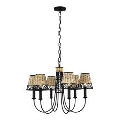 Cayman 362C06BL 6-Light Chandelier - Black -Hanging Lighting 362C06BL