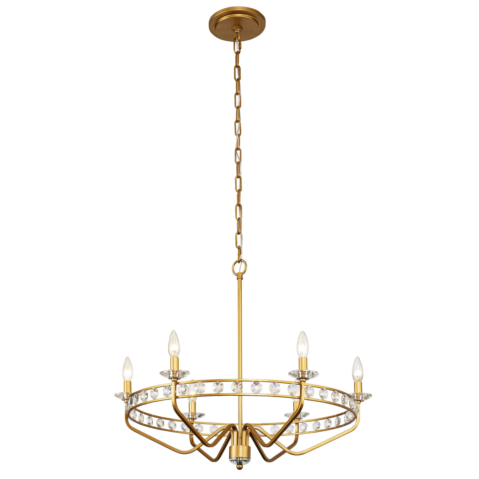 Monroe 363C06AG 6-Light Crystal Chandelier - Antique Gold 3 Monroe 363C06AG 6-Light Crystal Chandelier - Antique Gold