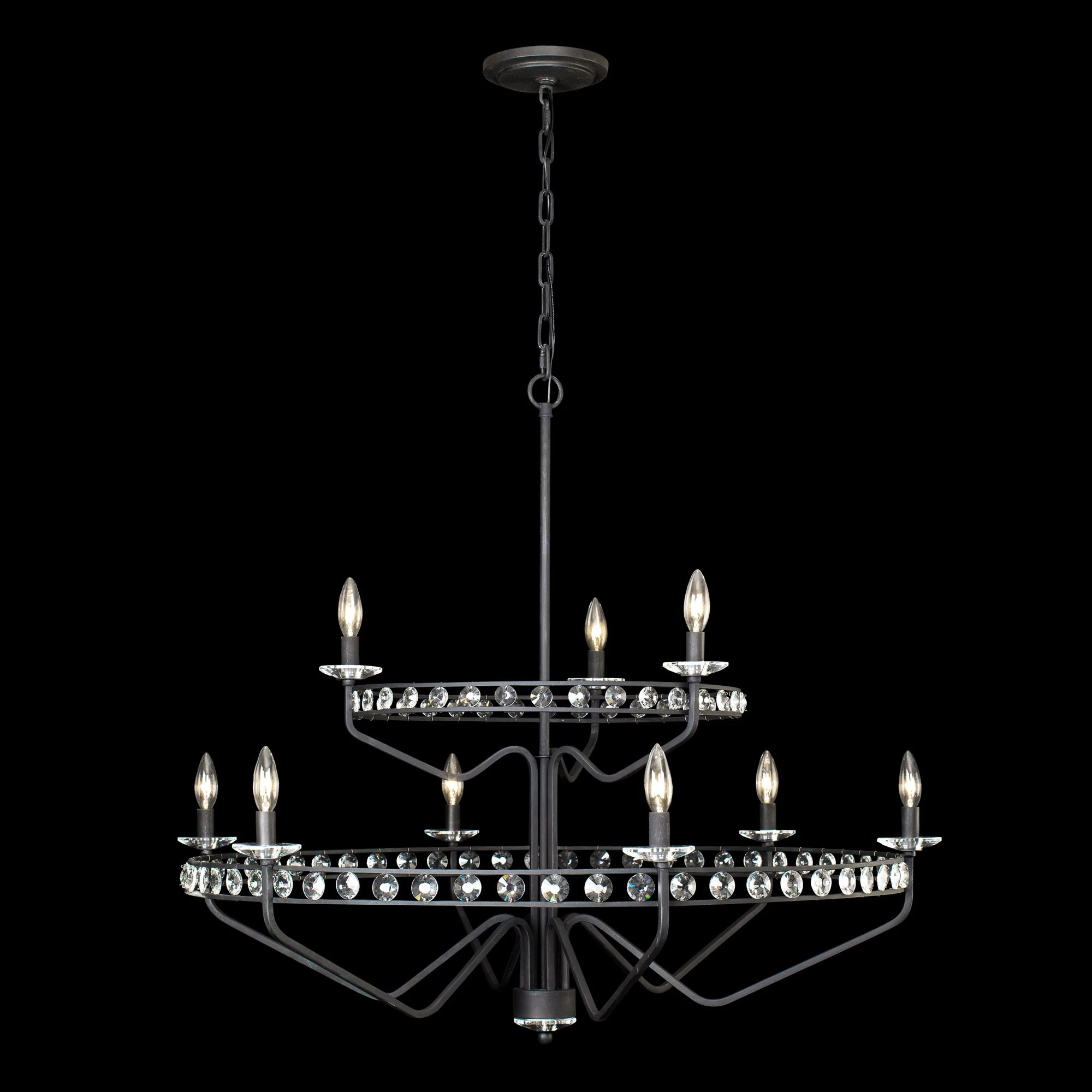 Monroe 363C09CB 9-Light Crystal Chandelier - Carbon Black 4 Monroe 363C09CB 9-Light Crystal Chandelier - Carbon Black - Image 2
