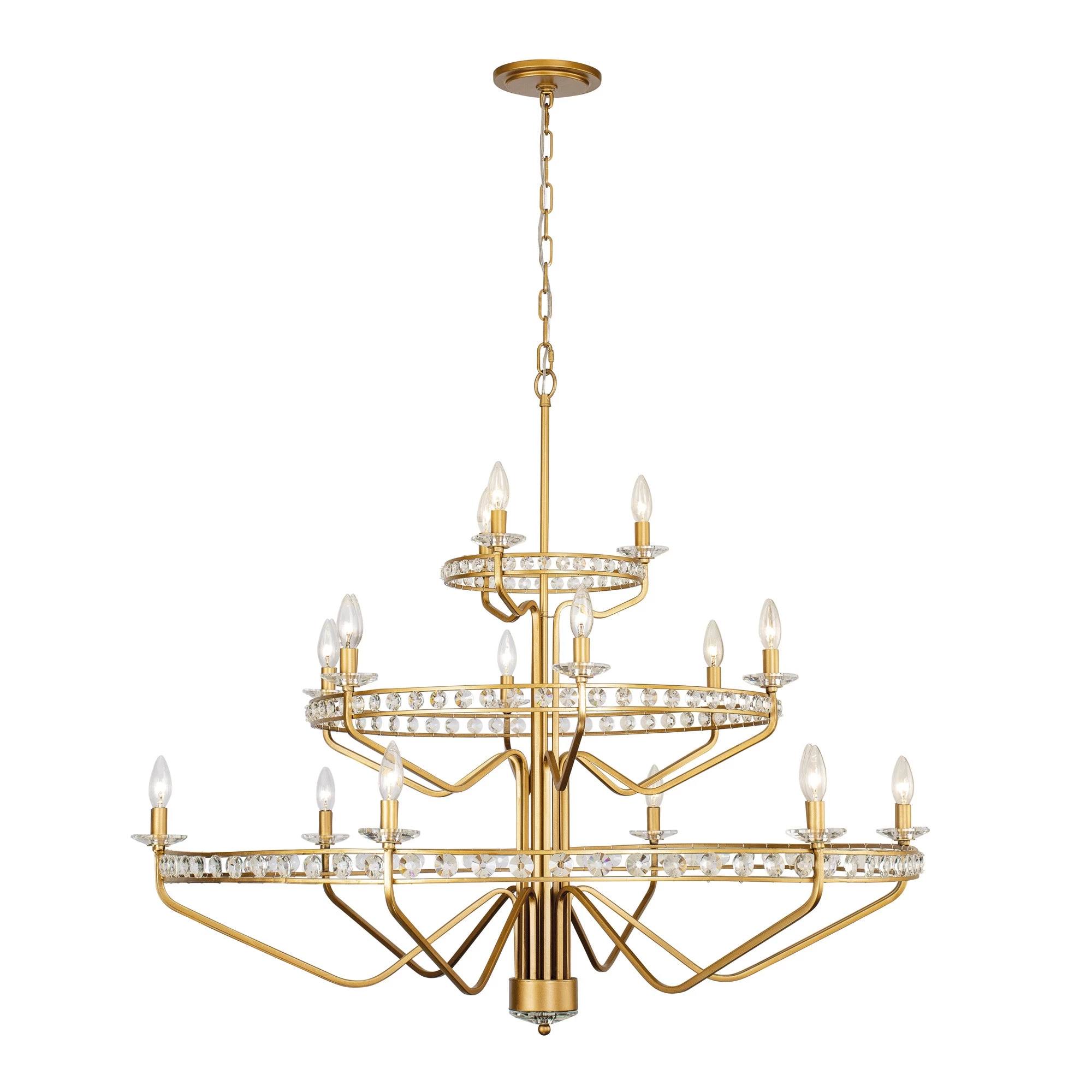 Monroe 363C15AG 15-Light Crystal Chandelier - Antique Gold 3 Monroe 363C15AG 15-Light Crystal Chandelier - Antique Gold