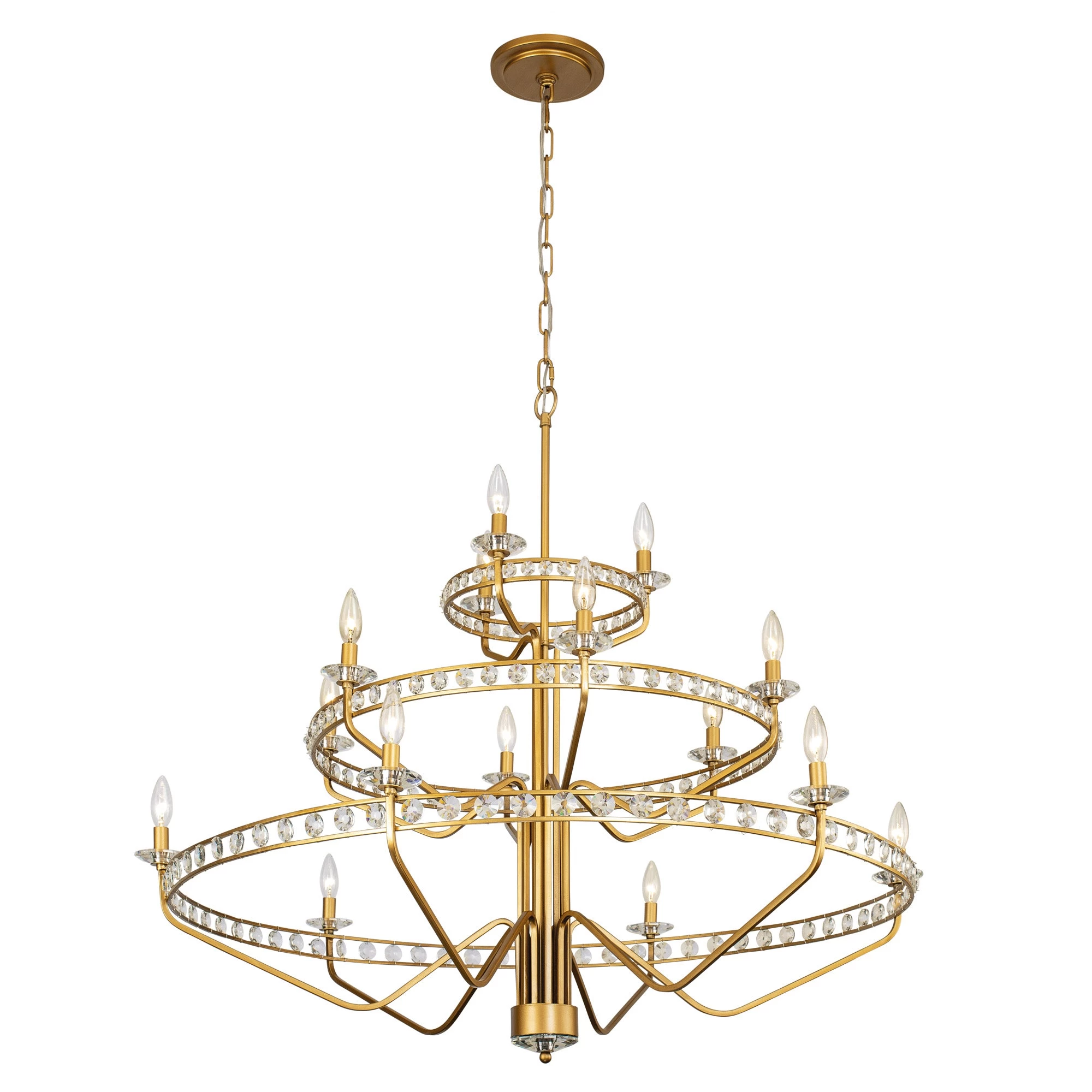 Monroe 363C15AG 15-Light Crystal Chandelier - Antique Gold 4 Monroe 363C15AG 15-Light Crystal Chandelier - Antique Gold - Image 2