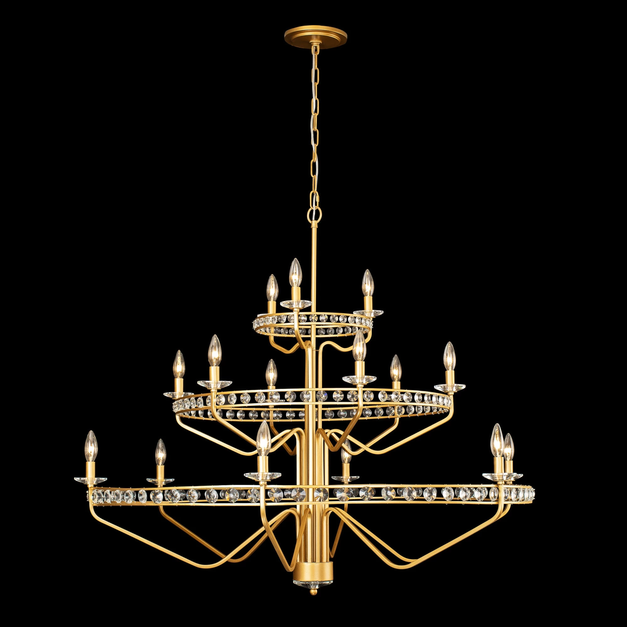 Monroe 363C15AG 15-Light Crystal Chandelier - Antique Gold 5 Monroe 363C15AG 15-Light Crystal Chandelier - Antique Gold - Image 3