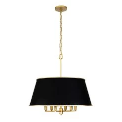 Coco 364P06MBFG 6-Light Pendant Light - Matte Black/French Gold -Hanging Lighting 364P06MBFG
