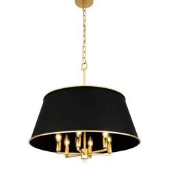 Coco 364P06MBFG 6-Light Pendant Light - Matte Black/French Gold -Hanging Lighting 364P06MBFG 3