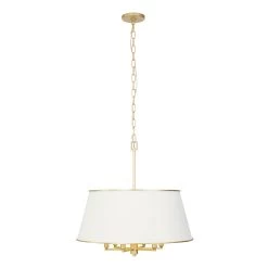 Coco 364P06MWFG 6-Light Pendant Light - Matte White/French Gold -Hanging Lighting 364P06MWFG