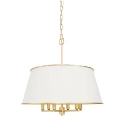 Coco 364P06MWFG 6-Light Pendant Light - Matte White/French Gold -Hanging Lighting 364P06MWFG 3
