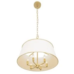 Coco 364P06MWFG 6-Light Pendant Light - Matte White/French Gold -Hanging Lighting 364P06MWFG Detail 1