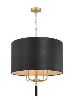 Secret Agent 368P04GOB 4-Light Pendant Light - Painted Gold/Black Leather