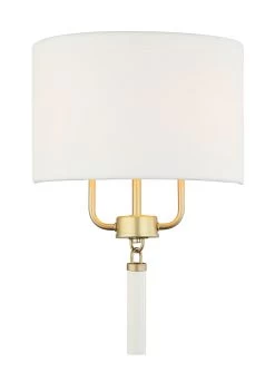 Secret Agent 368W02GOW 2-Light Wall Sconce - Painted Gold/White Leather