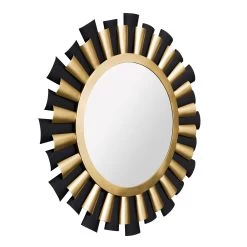 Daphne 372MI36MBFG 36-Inch Round Mirror - Matte Black/French Gold -Hanging Lighting 372MI36MBFG 1