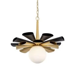 Daphne 372P01LMBFG 1-Light Large Pendant Light - Matte Black/French Gold -Hanging Lighting 372P01LMBFG