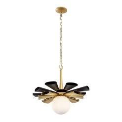 Daphne 372P01LMBFG 1-Light Large Pendant Light - Matte Black/French Gold -Hanging Lighting 372P01LMBFG 4