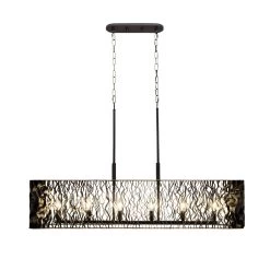 Estela 380N06MBFG 6-Light Kitchen Island Pendant - Matte Black/French Gold