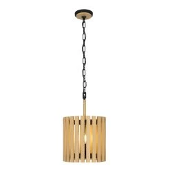 Suratto 387P02MBH 2-Light Pendant Light - Matte Black/Honey Blonde -Hanging Lighting 387P02MBH 1