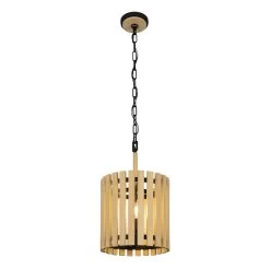Suratto 387P02MBH 2-Light Pendant Light - Matte Black/Honey Blonde -Hanging Lighting 387P02MBH 2