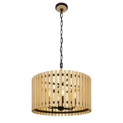 Suratto 387P06MBH 6-Light Pendant Light - Matte Black/Honey Blonde -Hanging Lighting 387P06MBH 2