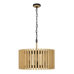 Suratto 387P06MBH 6-Light Pendant Light - Matte Black/Honey Blonde -Hanging Lighting 387P06MBH 4
