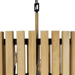 Suratto 387P06MBH 6-Light Pendant Light - Matte Black/Honey Blonde -Hanging Lighting 387P06MBH Detail 2