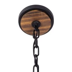 Suratto 387P06MBW 6-Light Pendant Light - Matte Black/Medium Walnut -Hanging Lighting 387P06MBW Detail 4