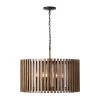 Suratto 387P08MBW 8-Light Pendant Light - Matte Black/Medium Walnut -Hanging Lighting 387P08MBW