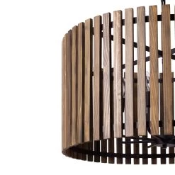 Suratto 387P08MBW 8-Light Pendant Light - Matte Black/Medium Walnut -Hanging Lighting 387P08MBW Detail 1