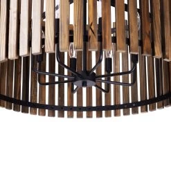 Suratto 387P08MBW 8-Light Pendant Light - Matte Black/Medium Walnut -Hanging Lighting 387P08MBW Detail 2