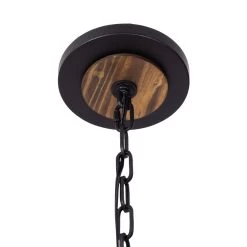 Suratto 387P08MBW 8-Light Pendant Light - Matte Black/Medium Walnut -Hanging Lighting 387P08MBW Detail 3