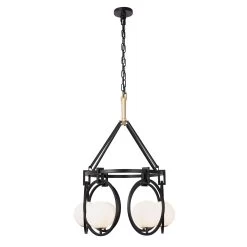 Stopwatch 388N06MBFG 6-Light Kitchen Island Pendant - Matte Black/French Gold -Hanging Lighting 388N06MBFG 4