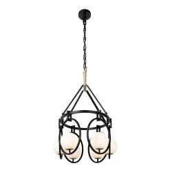 Stopwatch 388N06MBFG 6-Light Kitchen Island Pendant - Matte Black/French Gold -Hanging Lighting 388N06MBFG 5