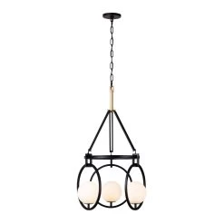 Stopwatch 388P03MBFG 3-Light Pendant Light - Matte Black/French Gold -Hanging Lighting 388P03MBFG 1