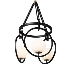 Stopwatch 388P03MBFG 3-Light Pendant Light - Matte Black/French Gold -Hanging Lighting 388P03MBFG Detail 1
