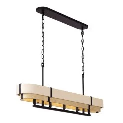 Blonde Moment 389N05MBHN 5-Light Kitchen Island Pendant - Matte Black/Honey/Medium Oak -Hanging Lighting 389N05MBHN