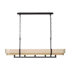 Blonde Moment 389N05MBHN 5-Light Kitchen Island Pendant - Matte Black/Honey/Medium Oak -Hanging Lighting 389N05MBHN 1