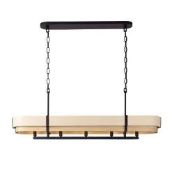 Blonde Moment 389N05MBHN 5-Light Kitchen Island Pendant - Matte Black/Honey/Medium Oak
