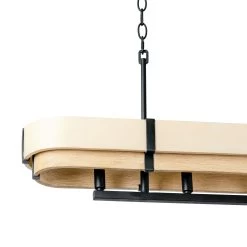 Blonde Moment 389N05MBHN 5-Light Kitchen Island Pendant - Matte Black/Honey/Medium Oak -Hanging Lighting 389N05MBHN Detail 2