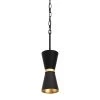 Mad Hatter 390M01MBFG 1-Light Mini Pendant - Matte Black/French Gold -Hanging Lighting 390M01MBFG