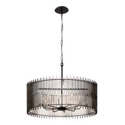 Park Row 393P10MBFG 10-Light Pendant Light - Matte Black/French Gold -Hanging Lighting 393P10MBFG 1