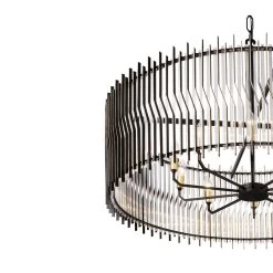Park Row 393P10MBFG 10-Light Pendant Light - Matte Black/French Gold -Hanging Lighting 393P10MBFG Detail 1
