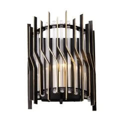 Park Row 393W01MBFG 1-Light Wall Sconce - Matte Black/French Gold -Hanging Lighting 393W01MBFG 2