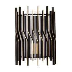 Park Row 393W01MBFG 1-Light Wall Sconce - Matte Black/French Gold -Hanging Lighting 393W01MBFG 4