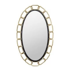 Chains Of Love 444MI24MBTG 24-Inch Oval Mirror - Matte Black/Textured Gold