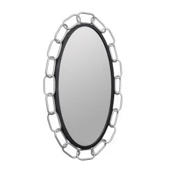 Chains Of Love 444MI24MBTS 24-Inch Oval Mirror - Matte Black/Textured Silver -Hanging Lighting 444MI24MBTS 1